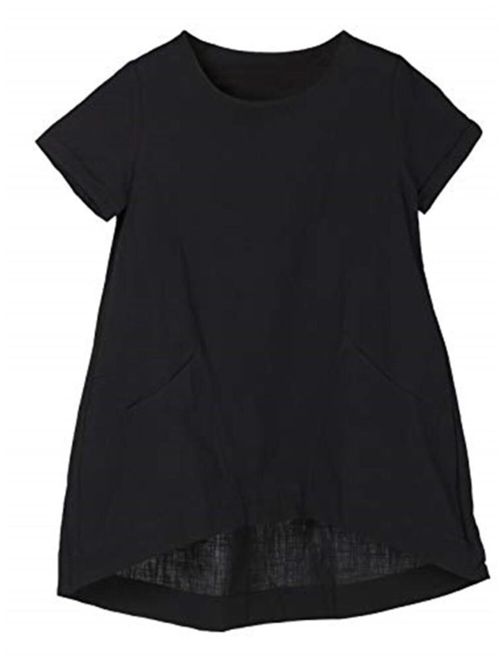 Women Linen Tunic Top Short Sleeve Pocket Loose Fit Cotton Linen Summer Shirt